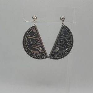 Vintage Metal Retro Half Circle Geometric Earrings